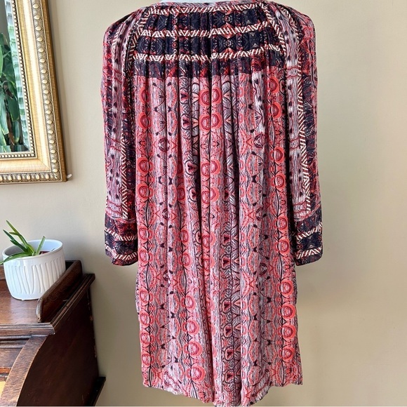 Anthropologie Bhanuni by Jyoti Aleksa Tunic Blouse Split Tie Neck A-Line Swing L - Picture 8 of 14